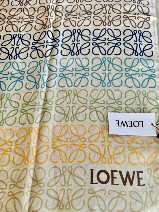 Accessories - ⚜️Loewe⚜️ Cream / Off White Scarf with Multicolored Anagram Pattern
